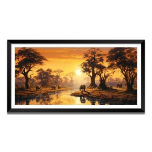 Nature Landscape Floating Frame Scenery Digital Print - (I5795) - 12x24 inch Modern Nature Wall Art for Living Room, Bedroom, Office, Hotels, Drawing Room