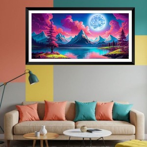 Nature Landscape Floating Frame Scenery Digital Print - (I5883) - 12x24 inch Modern Nature Wall Art for Living Room, Bedroom, Office, Hotels, Drawing Room