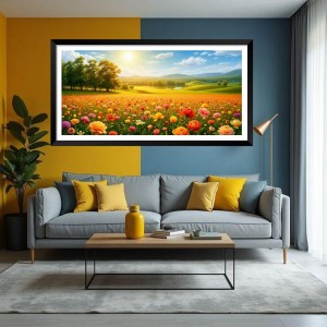 Nature Landscape Floating Frame Scenery Digital Print - (I5700) - 12x24 inch Modern Nature Wall Art for Living Room, Bedroom, Office, Hotels, Drawing Room