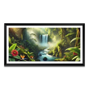 Nature Landscape Floating Frame Scenery Digital Print - (I5595) - 12x24 inch Modern Nature Wall Art for Living Room, Bedroom, Office, Hotels, Drawing Room