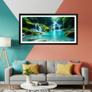 Nature Landscape Floating Frame Scenery Digital Print - (I5806) - 12x24 inch Modern Nature Wall Art for Living Room, Bedroom, Office, Hotels, Drawing Room