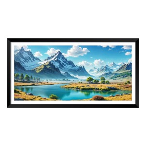 Nature Landscape Floating Frame Scenery Digital Print - (I5881) - 12x24 inch Modern Nature Wall Art for Living Room, Bedroom, Office, Hotels, Drawing Room