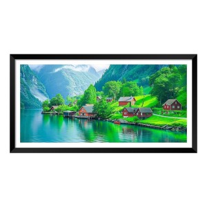 Nature Landscape Floating Frame Scenery Digital Print - (I5913) - 12x24 inch Modern Nature Wall Art for Living Room, Bedroom, Office, Hotels, Drawing Room