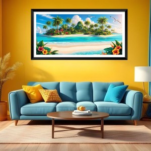 Nature Landscape Floating Frame Scenery Digital Print - (I5757) - 12x24 inch Modern Nature Wall Art for Living Room, Bedroom, Office, Hotels, Drawing Room