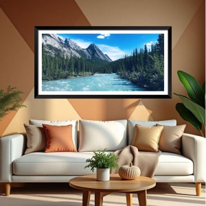Nature Landscape Floating Frame Scenery Digital Print - (I5769) - 12x24 inch Modern Nature Wall Art for Living Room, Bedroom, Office, Hotels, Drawing Room