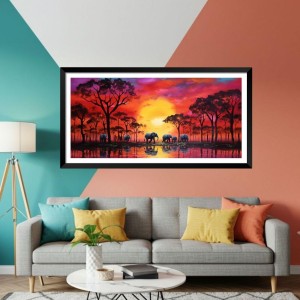 Nature Landscape Floating Frame Scenery Digital Print - (I5624) - 12x24 inch Modern Nature Wall Art for Living Room, Bedroom, Office, Hotels, Drawing Room
