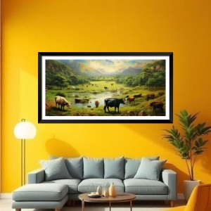 Nature Landscape Floating Frame Scenery Digital Print - (I5626) - 12x24 inch Modern Nature Wall Art for Living Room, Bedroom, Office, Hotels, Drawing Room