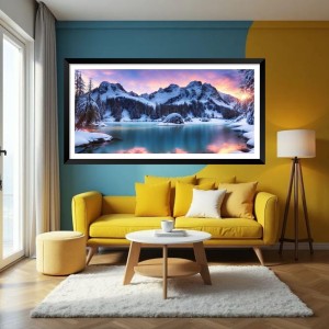 Nature Landscape Floating Frame Scenery Digital Print - (I5630) - 12x24 inch Modern Nature Wall Art for Living Room, Bedroom, Office, Hotels, Drawing Room