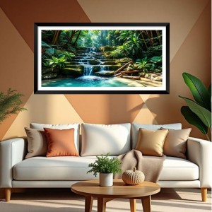 Nature Landscape Floating Frame Scenery Digital Print - (I5768) - 12x24 inch Modern Nature Wall Art for Living Room, Bedroom, Office, Hotels, Drawing Room