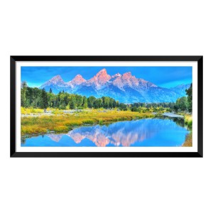 Nature Landscape Floating Frame Scenery Digital Print - (I5884) - 12x24 inch Modern Nature Wall Art for Living Room, Bedroom, Office, Hotels, Drawing Room