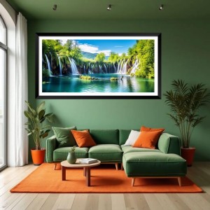 Nature Landscape Floating Frame Scenery Digital Print - (I5589) - 12x24 inch Modern Nature Wall Art for Living Room, Bedroom, Office, Hotels, Drawing Room