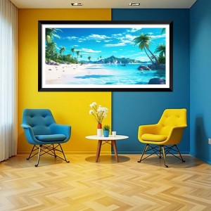 Nature Landscape Floating Frame Scenery Digital Print - (I5707) - 12x24 inch Modern Nature Wall Art for Living Room, Bedroom, Office, Hotels, Drawing Room