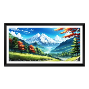 Nature Landscape Floating Frame Scenery Digital Print - (I5801) - 12x24 inch Modern Nature Wall Art for Living Room, Bedroom, Office, Hotels, Drawing Room