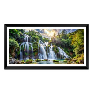 Nature Landscape Floating Frame Scenery Digital Print - (I5762) - 12x24 inch Modern Nature Wall Art for Living Room, Bedroom, Office, Hotels, Drawing Room