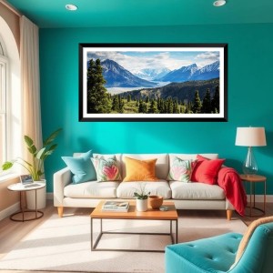 Nature Landscape Floating Frame Scenery Digital Print - (I5928) - 12x24 inch Modern Nature Wall Art for Living Room, Bedroom, Office, Hotels, Drawing Room