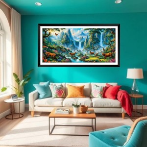 Nature Landscape Floating Frame Scenery Digital Print - (I5900) - 24x48 inch Modern Nature Wall Art for Living Room, Bedroom, Office, Hotels, Drawing Room
