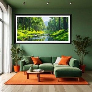 Nature Landscape Floating Frame Scenery Digital Print - (I5822) - 12x24 inch Modern Nature Wall Art for Living Room, Bedroom, Office, Hotels, Drawing Room
