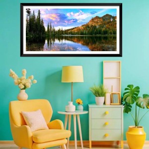 Nature Landscape Floating Frame Scenery Digital Print - (I5893) - 12x24 inch Modern Nature Wall Art for Living Room, Bedroom, Office, Hotels, Drawing Room