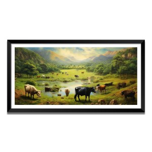 Nature Landscape Floating Frame Scenery Digital Print - (I5626) - 12x24 inch Modern Nature Wall Art for Living Room, Bedroom, Office, Hotels, Drawing Room
