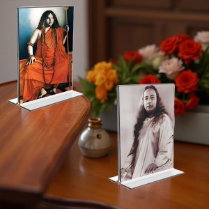 Car Desk/Table Top Sri Sri Pranabananda and Sri Sri Yogadananda Acrylic T-Style Photo Stand - 2.5x3.5 Inches, Compact and Stylish Spiritual Display, easily change 2 photos (Pack of 1) Car Desk/Table Top Sri Sri Pranabananda and Sri Sri Yogadananda Acrylic T-Style Photo Stand - 2.5x3.5 Inches, Compact and Stylish Spiritual Display, easily change 2 photos (Pack of 1)