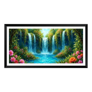 Nature Landscape Floating Frame Scenery Digital Print - (I5905) - 12x24 inch Modern Nature Wall Art for Living Room, Bedroom, Office, Hotels, Drawing Room