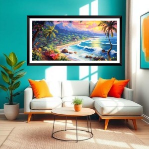 Nature Landscape Floating Frame Scenery Digital Print - (I5784) - 12x24 inch Modern Nature Wall Art for Living Room, Bedroom, Office, Hotels, Drawing Room