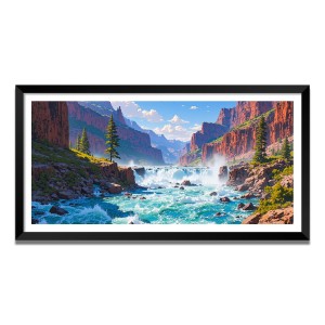 Nature Landscape Floating Frame Scenery Digital Print - (I5824) - 12x24 inch Modern Nature Wall Art for Living Room, Bedroom, Office, Hotels, Drawing Room
