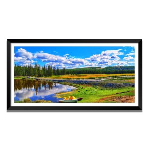 Nature Landscape Floating Frame Scenery Digital Print - (I5718) - 12x24 inch Modern Nature Wall Art for Living Room, Bedroom, Office, Hotels, Drawing Room