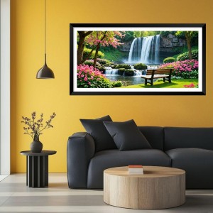 Nature Landscape Floating Frame Scenery Digital Print - (I5811) - 12x24 inch Modern Nature Wall Art for Living Room, Bedroom, Office, Hotels, Drawing Room
