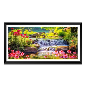 Nature Landscape Floating Frame Scenery Digital Print - (I5819) - 12x24 inch Modern Nature Wall Art for Living Room, Bedroom, Office, Hotels, Drawing Room