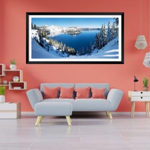 Nature Landscape Floating Frame Scenery Digital Print - (I5887) - 12x24 inch Modern Nature Wall Art for Living Room, Bedroom, Office, Hotels, Drawing Room