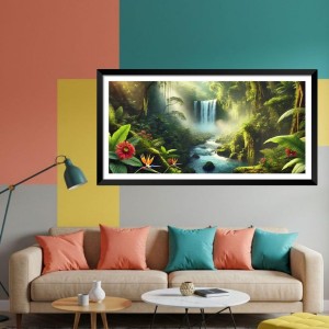 Nature Landscape Floating Frame Scenery Digital Print - (I5595) - 12x24 inch Modern Nature Wall Art for Living Room, Bedroom, Office, Hotels, Drawing Room