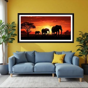 Nature Landscape Floating Frame Scenery Digital Print - (I5631) - 12x24 inch Modern Nature Wall Art for Living Room, Bedroom, Office, Hotels, Drawing Room
