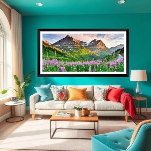 Nature Landscape Floating Frame Scenery Digital Print - (I5712) - 12x24 inch Modern Nature Wall Art for Living Room, Bedroom, Office, Hotels, Drawing Room