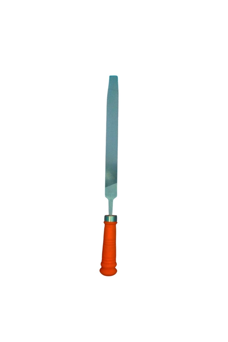 Flat Cut Hand File with Handle – High Carbon Steel Double Cut Metal File for Shaping, Smoothing & Deburring
