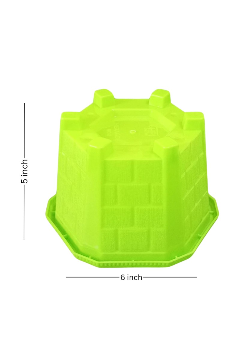 Small Flower Pots (5 H x 6 W) - Decorative Planters for Indoor & Outdoor Use - Perfect for Succulents, Herbs, and Small Plants (Pack of 1) (Green)