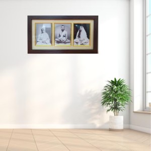 HiTechMart Swami Vivekananda & Ramakrishna Paramhansa & Sarada maa photo frame || Three pictures in one Frame || Laminated photo frame for wall, living room, gifts (Wood Base and Front Laminated)