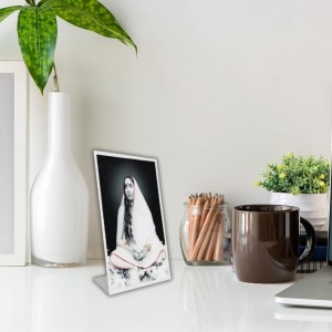Car Desk/Table Top Sri Sarada Maa Acrylic L-Style Photo Stand - 2.5x3.5 Inches, Compact And Stylish Spiritual Display (F6704)
