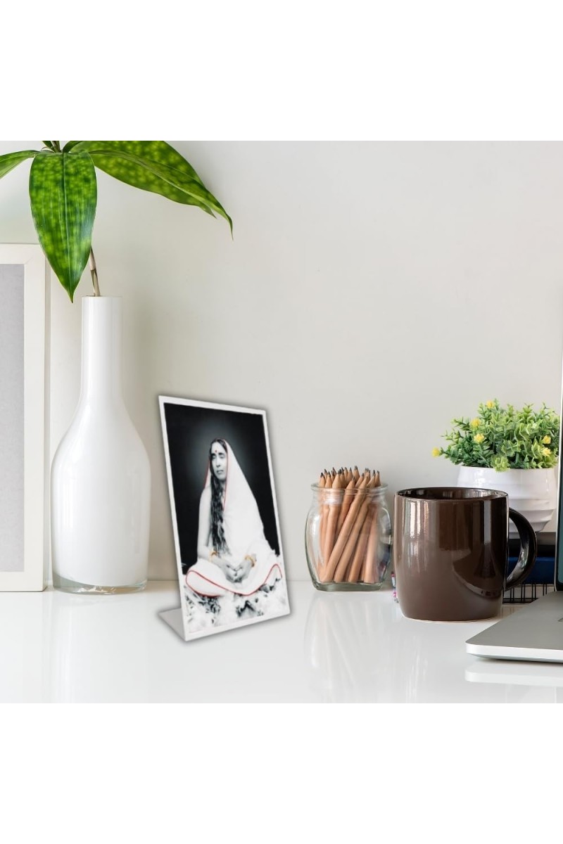 Car Desk/Table Top Sri Sarada Maa Acrylic L-Style Photo Stand - 2.5x3.5 Inches, Compact And Stylish Spiritual Display (F6704)