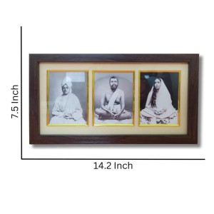 HiTechMart Swami Vivekananda & Ramakrishna Paramhansa & Sarada maa photo frame || Three pictures in one Frame || Laminated photo frame for wall, living room, gifts (Wood Base and Front Laminated)