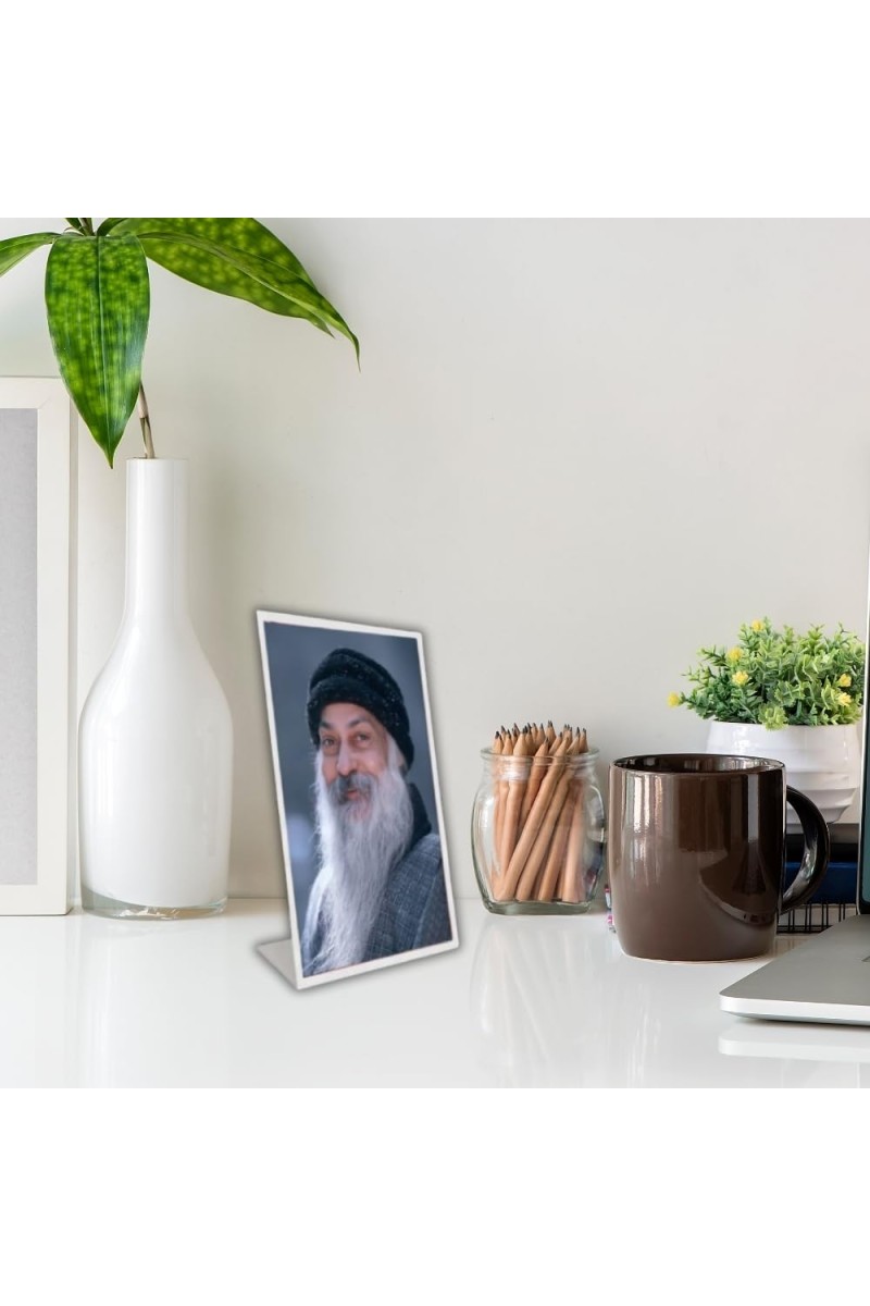 Car Desk/Table Top Oshoo Acrylic L-Style Photo Stand - 2.5x3.5 Inches, Compact And Stylish Spiritual Display (F6698)
