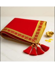 Traditional Red Puja Cloth with Golden Border & Swastik Design | Temple Aasan for Pooja & Festivals Pack of 2 Traditional Red Puja Cloth with Golden Border & Swastik Design | Temple Aasan for Pooja & Festivals Pack of 2