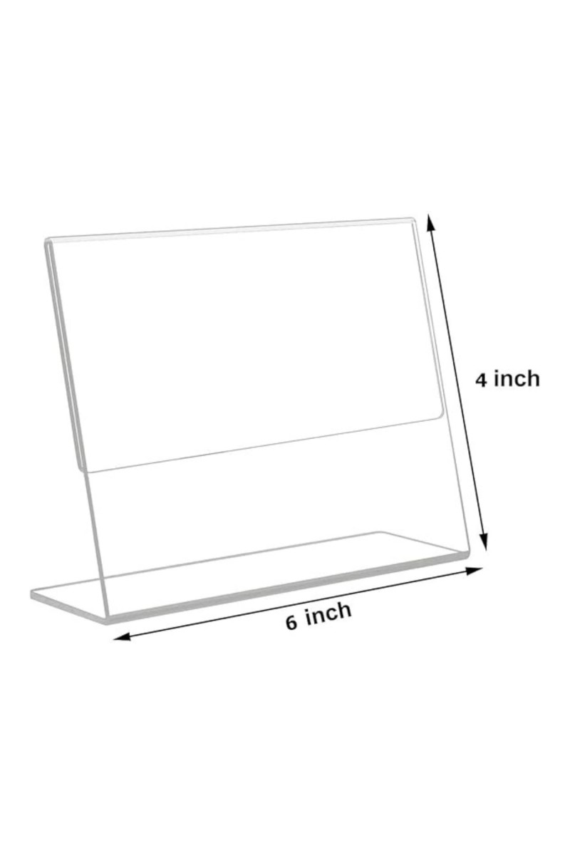 HiTechMart Acrylic Stand Holder for QR Code, Photos, Sign Display – Waterproof & Easy to Wipe, Clear Double-Sided Tabletop Frame for Office, Restaurant, Event,Home Use (4x6) (4)