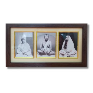 HiTechMart Swami Vivekananda & Ramakrishna Paramhansa & Sarada maa photo frame || Three pictures in one Frame || Laminated photo frame for wall, living room, gifts (Wood Base and Front Laminated)