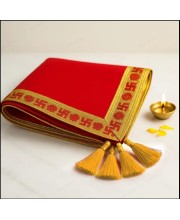 Traditional Red Puja Cloth with Golden Border & Swastik Design | Temple Aasan for Pooja & Festivals Pack of 2