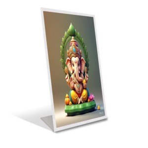 Car Desk/Table Top Ganupati Bappa Acrylic L-Style Photo Stand - 2.5x3.5 Inches, Compact And Stylish Spiritual Display (F6654)