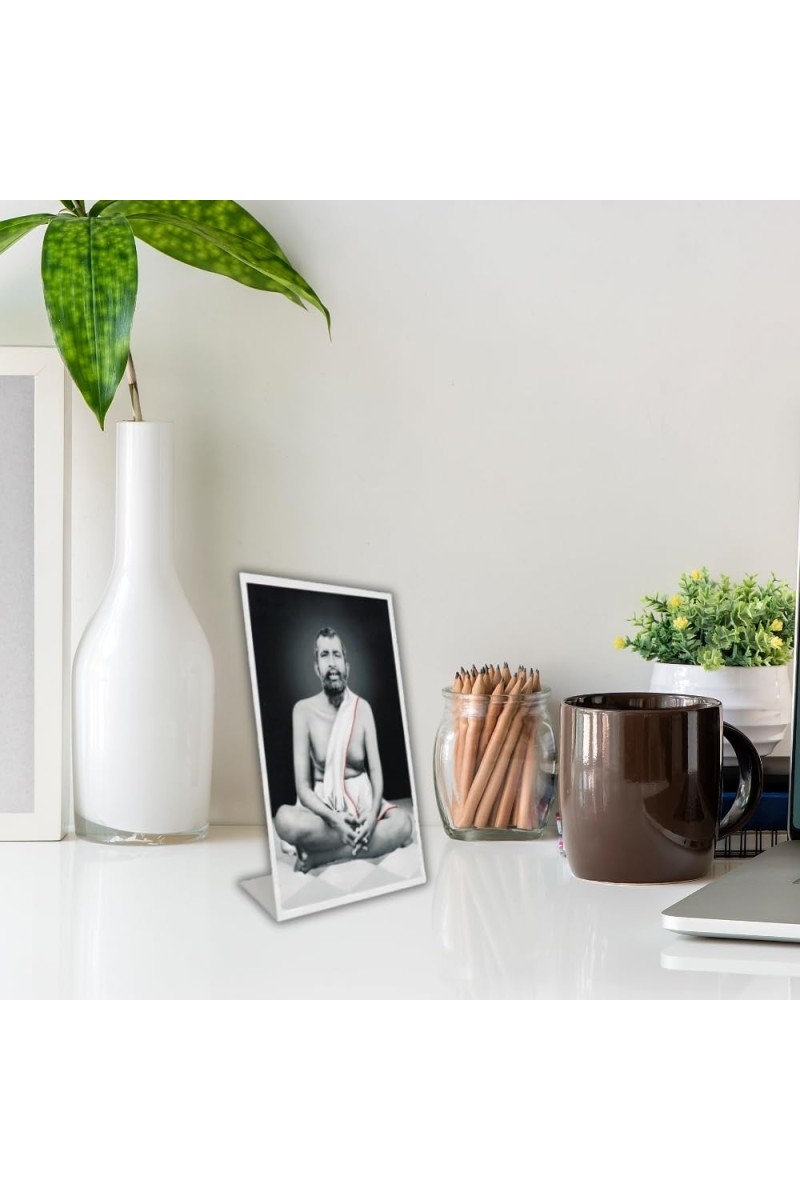 Car Desk/Table Top Sri Ramkrishna Acrylic L-Style Photo Stand - 5x7 Inches, Compact And Stylish Spiritual Display (F6703)
