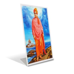 Car Desk/Table Top Swami Vivekananda Acrylic L-Style Photo Stand - 5x7 Inches, Compact And Stylish Spiritual Display (F6699)