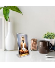 Car Desk/Table Top Bamakhapa Ramakrishna Acrylic L-Style Photo Stand - 2.5x3.5 Inches, Compact And Stylish Spiritual Display (F6692)