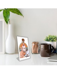 Car Desk/Table Top Ramakrishna Paramahamsa,Swami,Sarada Devi Vivekananda Acrylic L-Style Photo Stand - 2.5x3.5 Inches, Compact And Stylish Spiritual Display (F6688)